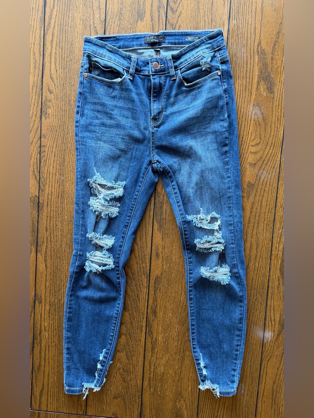 Judy Blue Ripped Skinny Jeans in Blue